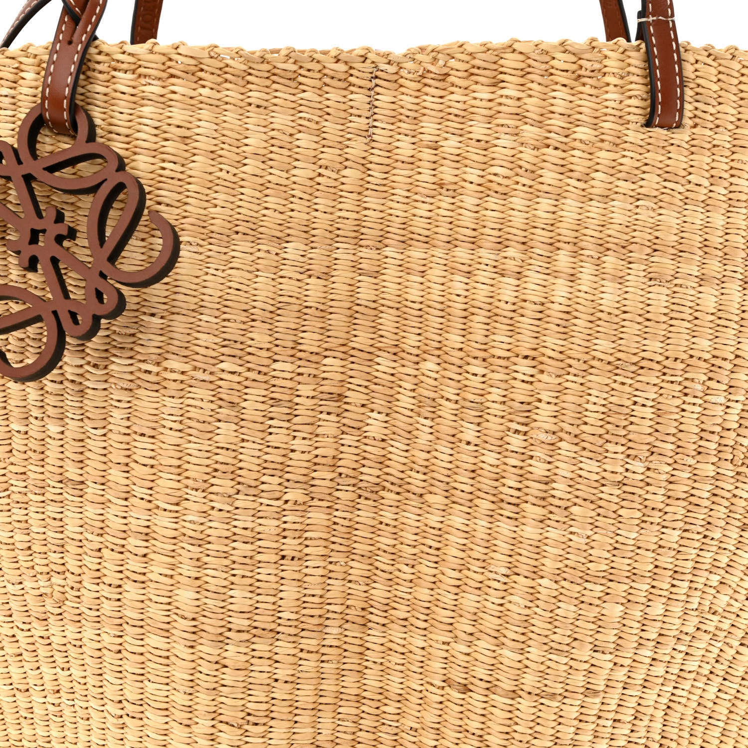 Loewe Raffia Calfskin Shell Basket Tote Natural Beige 8 of 10