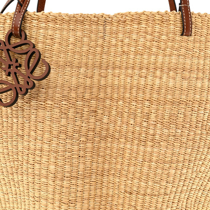 Loewe Raffia Calfskin Shell Basket Tote Natural Beige 8 of 10