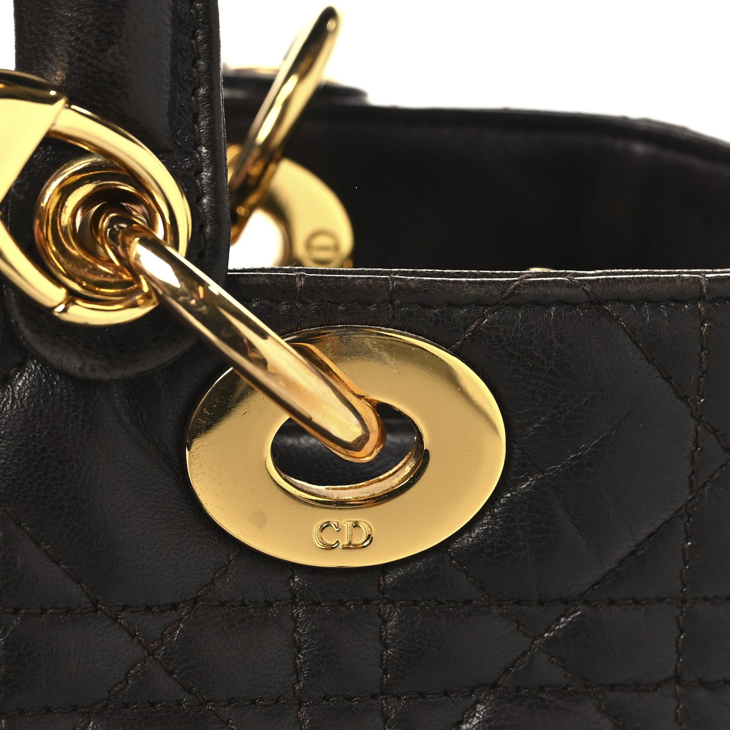 Lambskin Cannage Medium Lady Dior Dark Brown