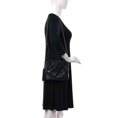 Chanel Lambskin Quilted CC Tassel Camera Case Black 2 of 14