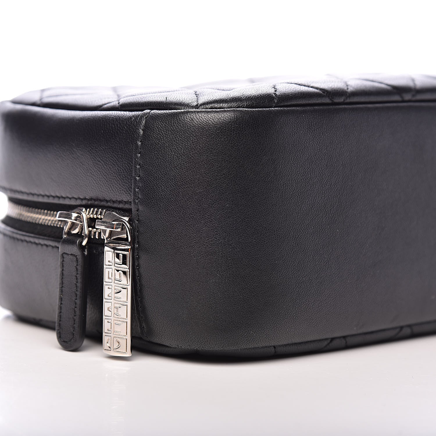 Chanel Lambskin Quilted Medium Curvy Pouch Cosmetic Case Black 8 of 9