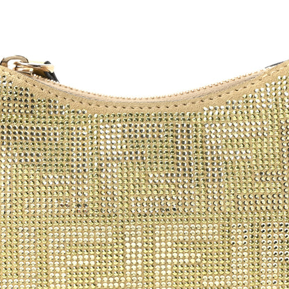 Fendi Crystal Vitello Laminato Suede FF Nano Fendigraphy Hobo Bag Platino 7 of 10