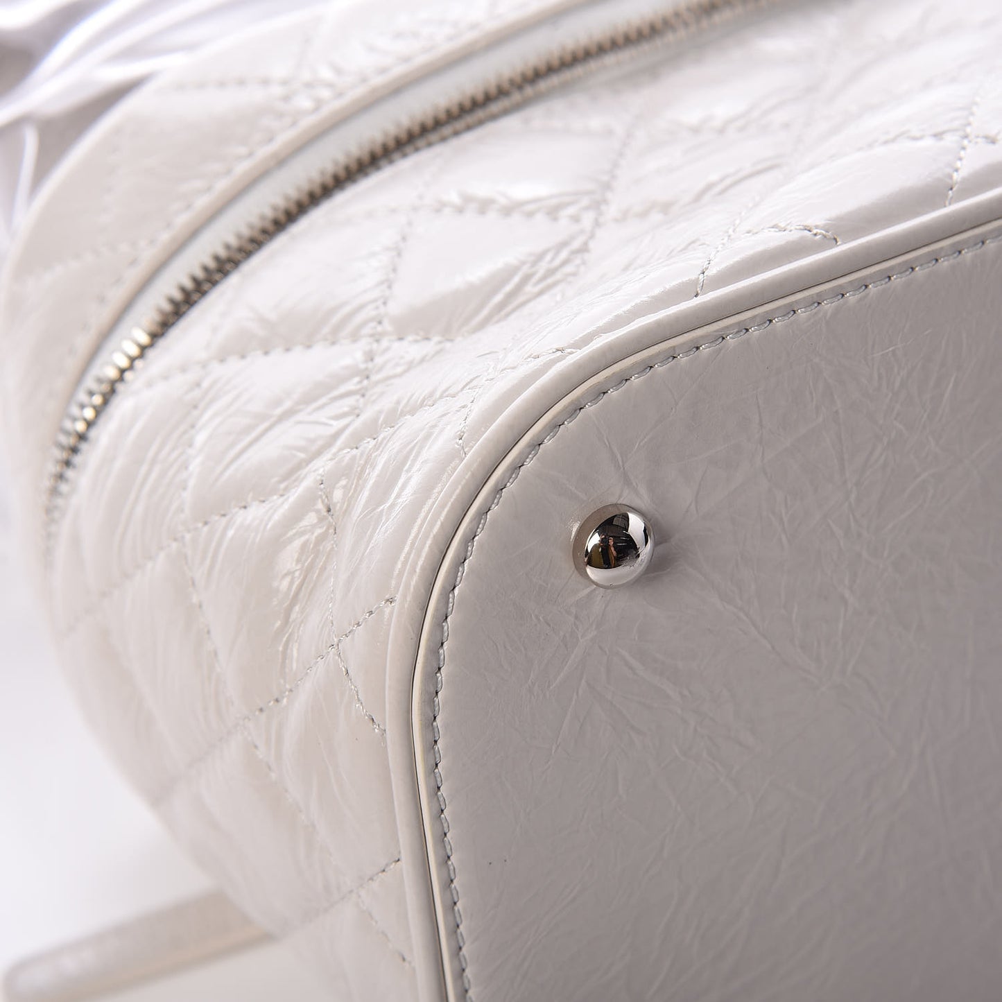 Crumpled Calfskin PVC Quilted Backpack White