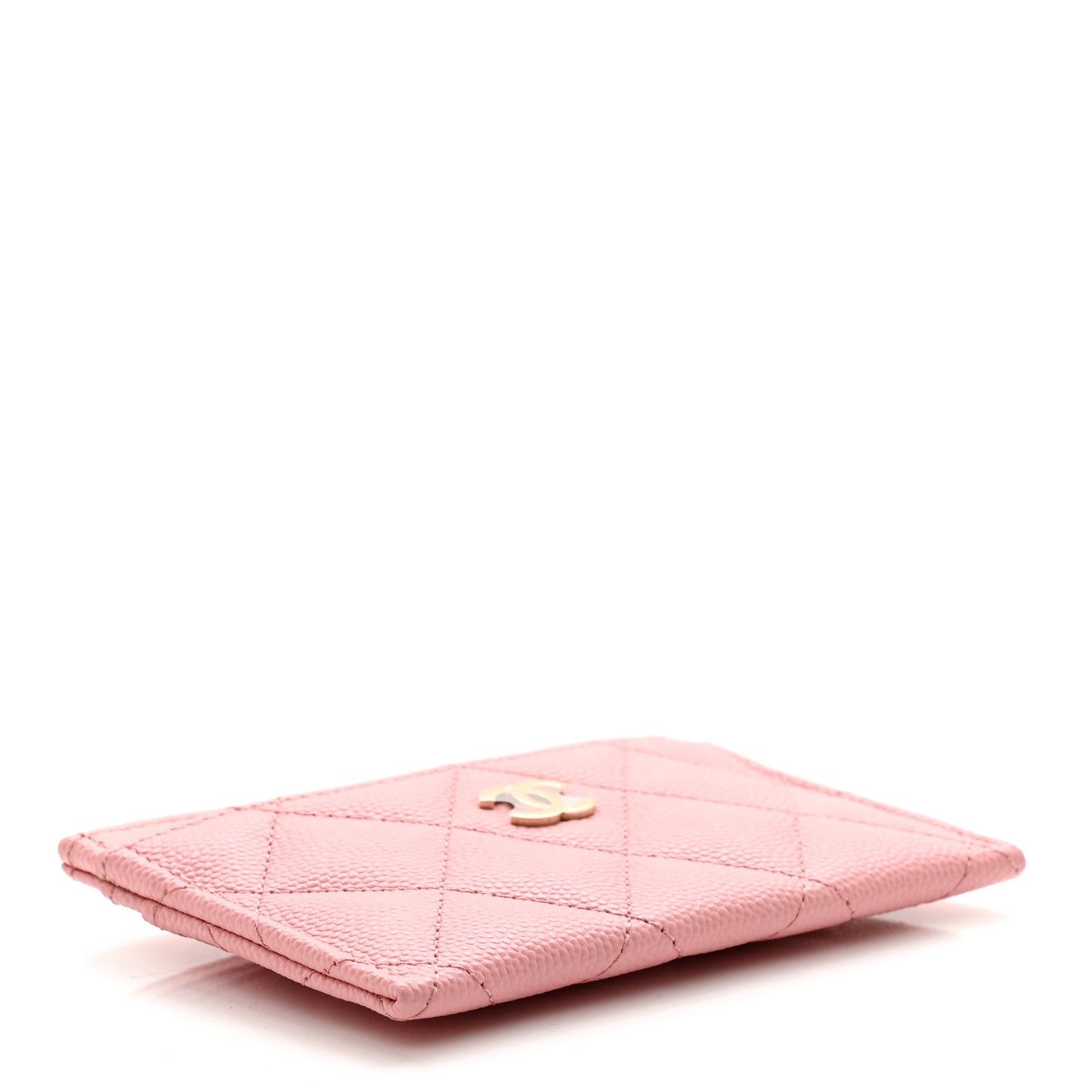 Caviar Quilted Card Holder Light Pink