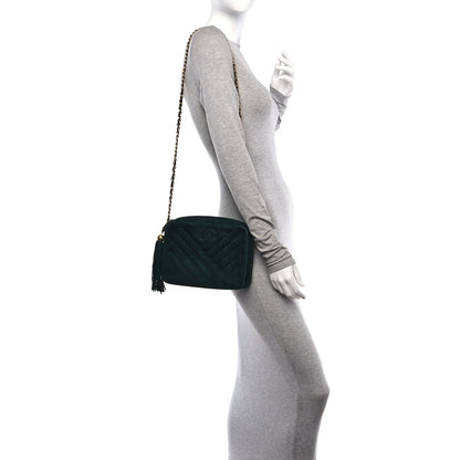 Chanel Suede Chevron Tassel Camera Case Dark Green 2 of 11
