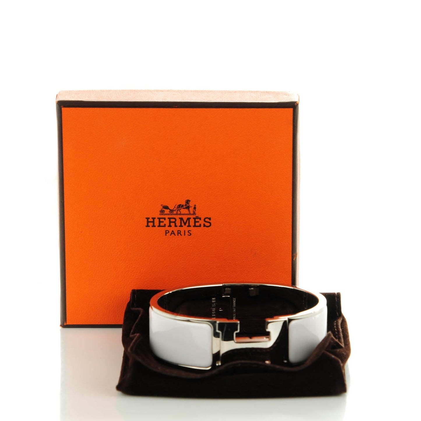 Enamel Wide Clic Clac H Bracelet GM White