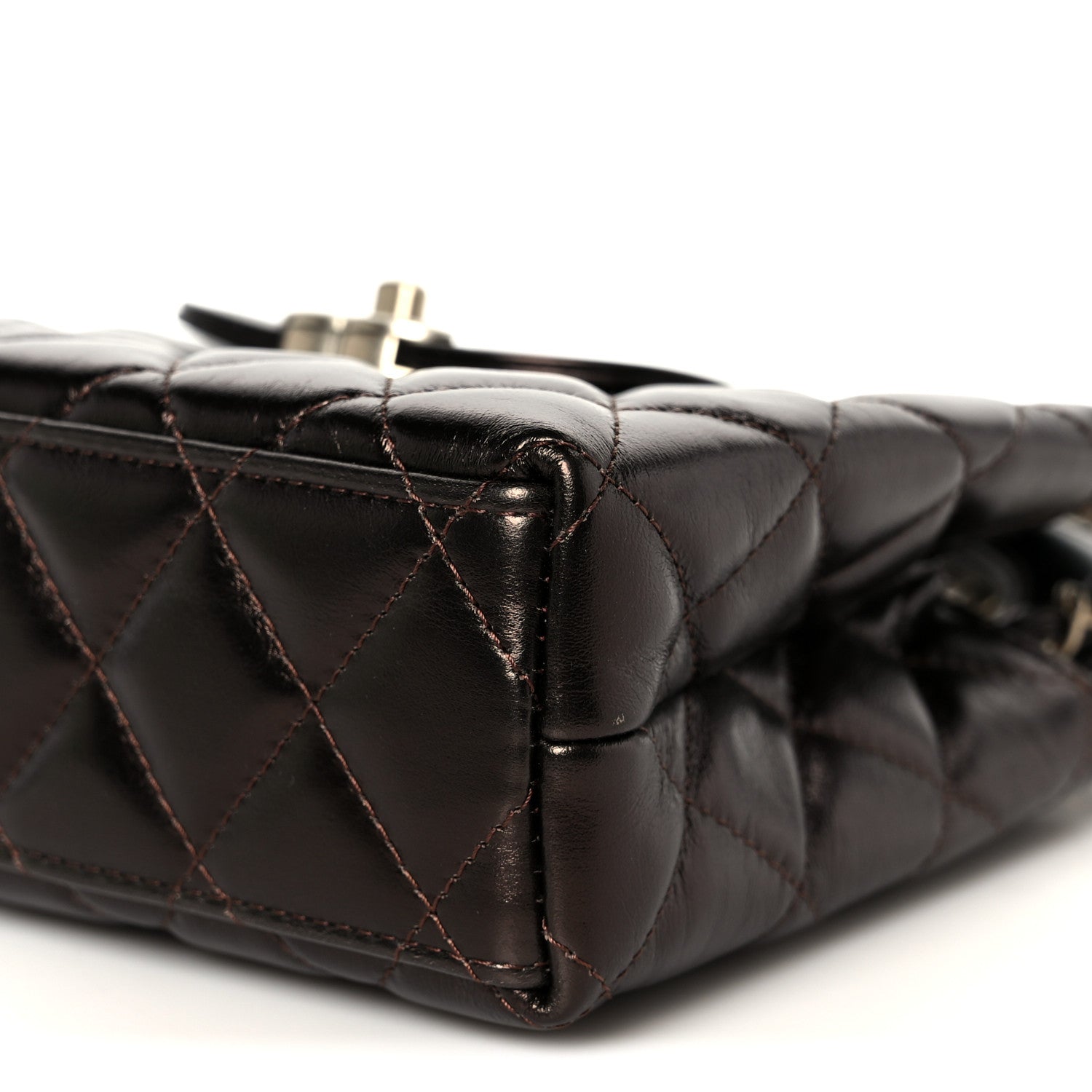 Chanel Metallic Aged Calfskin Quilted Nano Kelly Shopper Light Brown 10 of 11