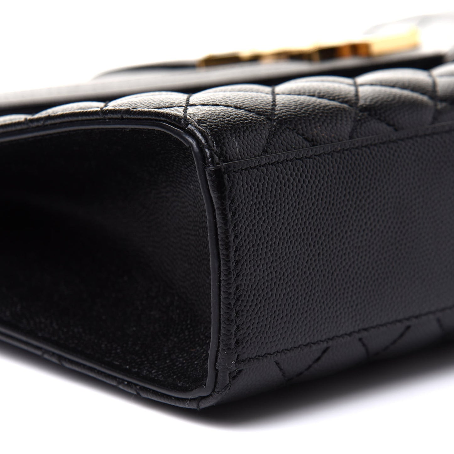 Grain De Poudre Textured Mixed Matelasse Large Triquilt Monogram Satchel Black