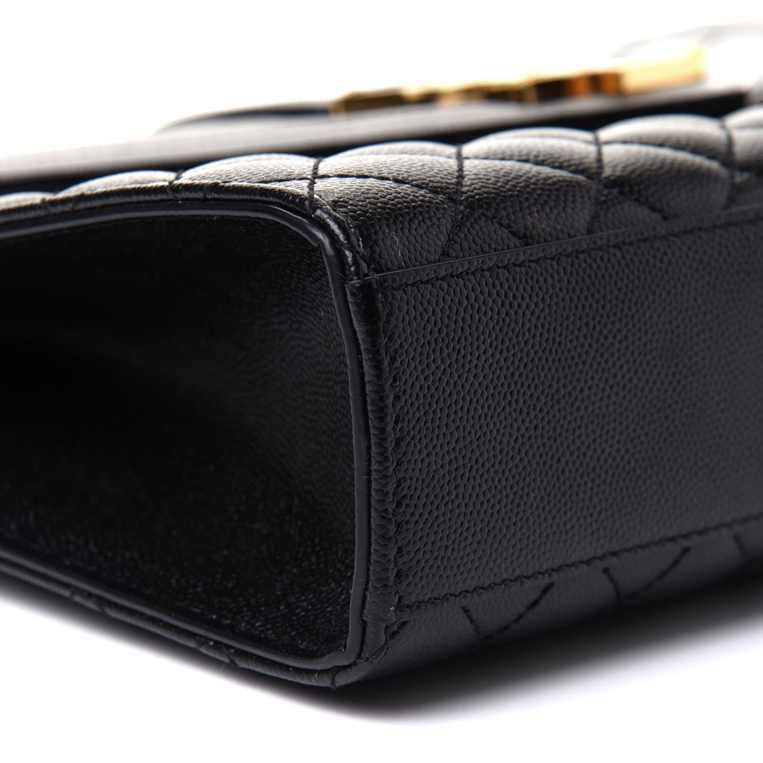 Saint Laurent Grain De Poudre Textured Mixed Matelasse Large Triquilt Monogram Satchel Black 9 of 10