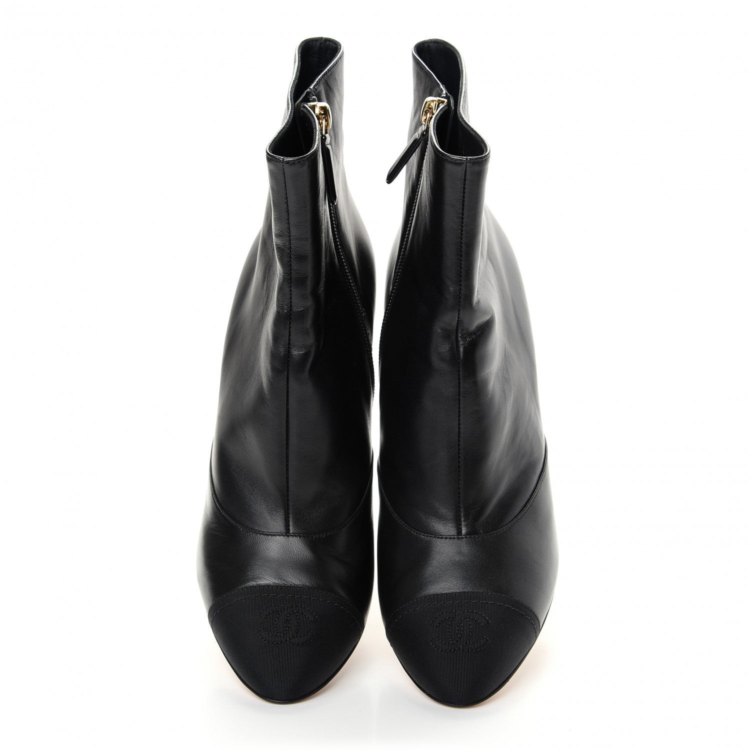 Chanel Lambskin Grosgrain Cap Toe Short Ankle Boots 39.5 Black 5 of 11