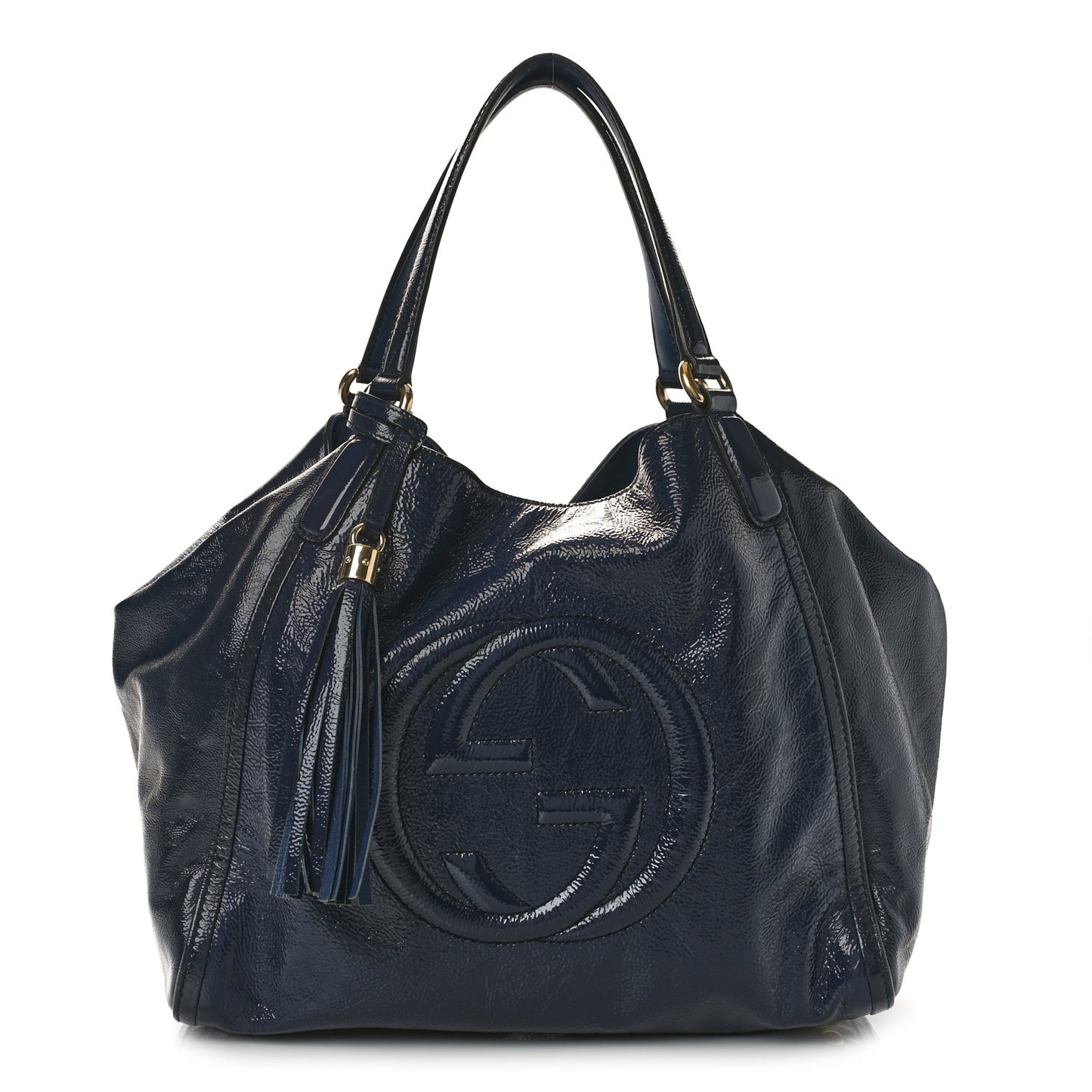 Vernice Naplack Medium Soho Shoulder Bag Uniform Blue