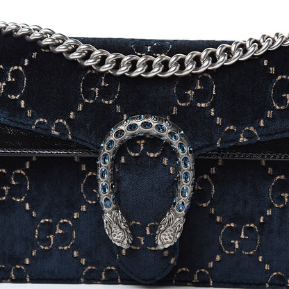 Gucci Velvet Skipper Crystal GG Monogram Small Dionysus Shoulder Bag Blue Beige Black 11 of 11