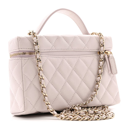 Chanel Caviar Quilted Top Handle Slim Vanity With Chain Light Purple 3 of 10