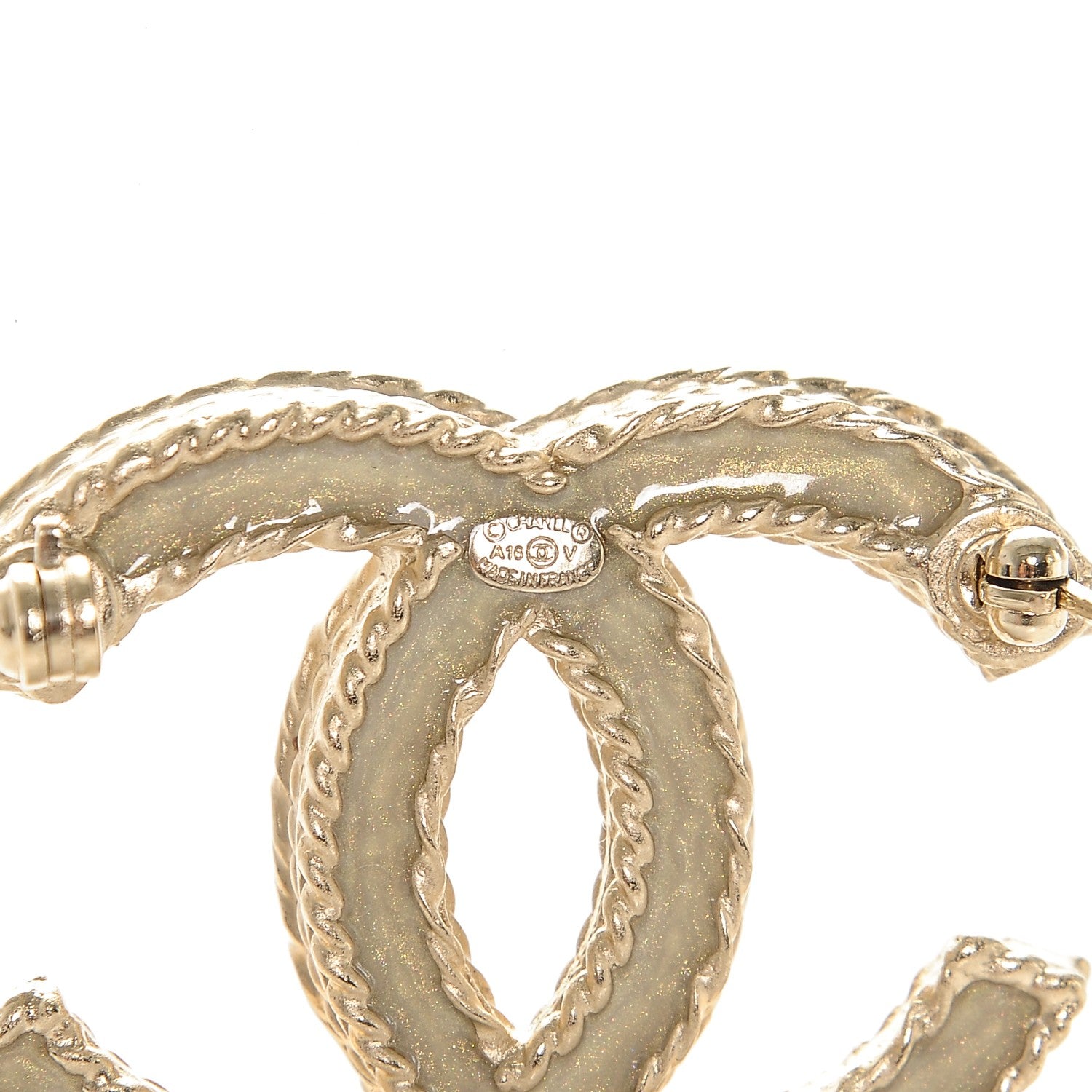 Chanel Crystal CC Brooch Light Gold 4 of 4