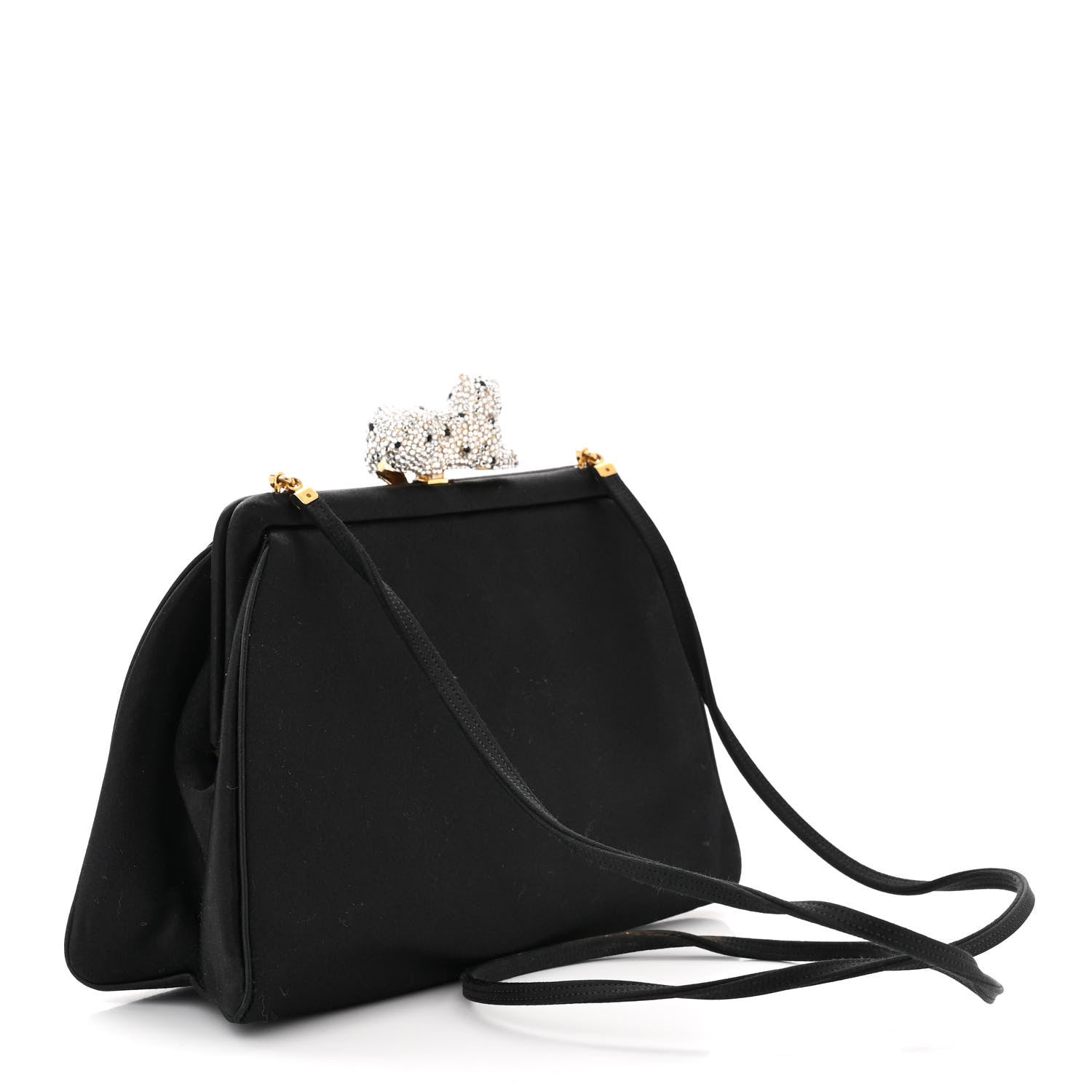 Judith Leiber Satin Crystal Panther Clutch Black 4 of 14
