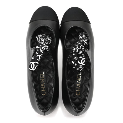 Chanel Lambskin Grosgrain Silk CC Mary Jane Flats 40 Black White 2 of 9