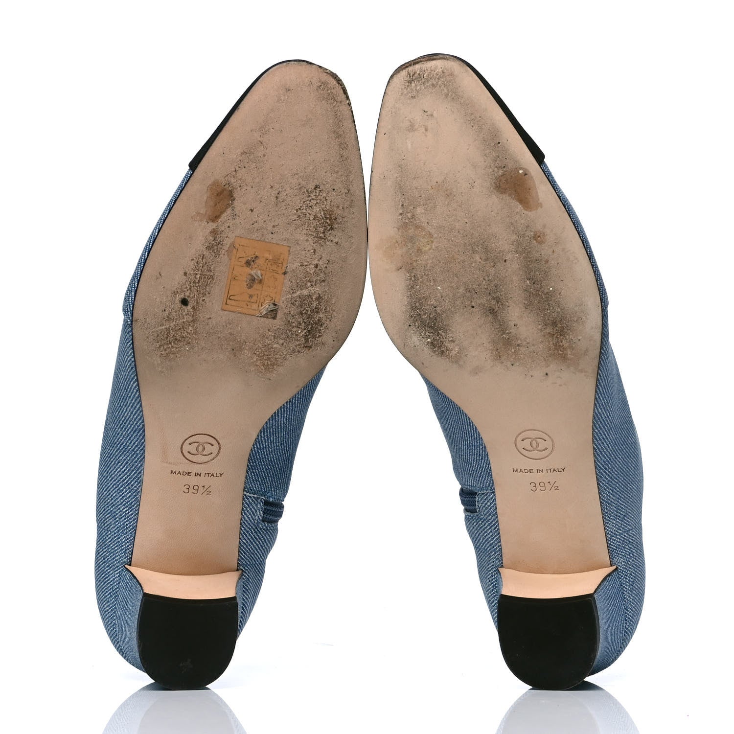 Chanel Denim Grosgrain Cap Toe Short Boots 39.5 Blue 4 of 4