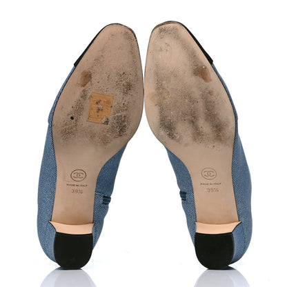 Chanel Denim Grosgrain Cap Toe Short Boots 39.5 Blue 4 of 4