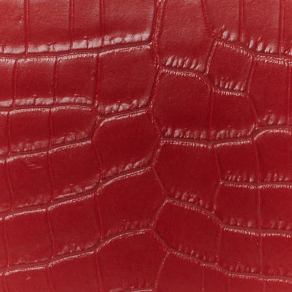 Saint Laurent Calfskin Crocodile Embossed Elise Chain Shoulder Bag Red 9 of 11