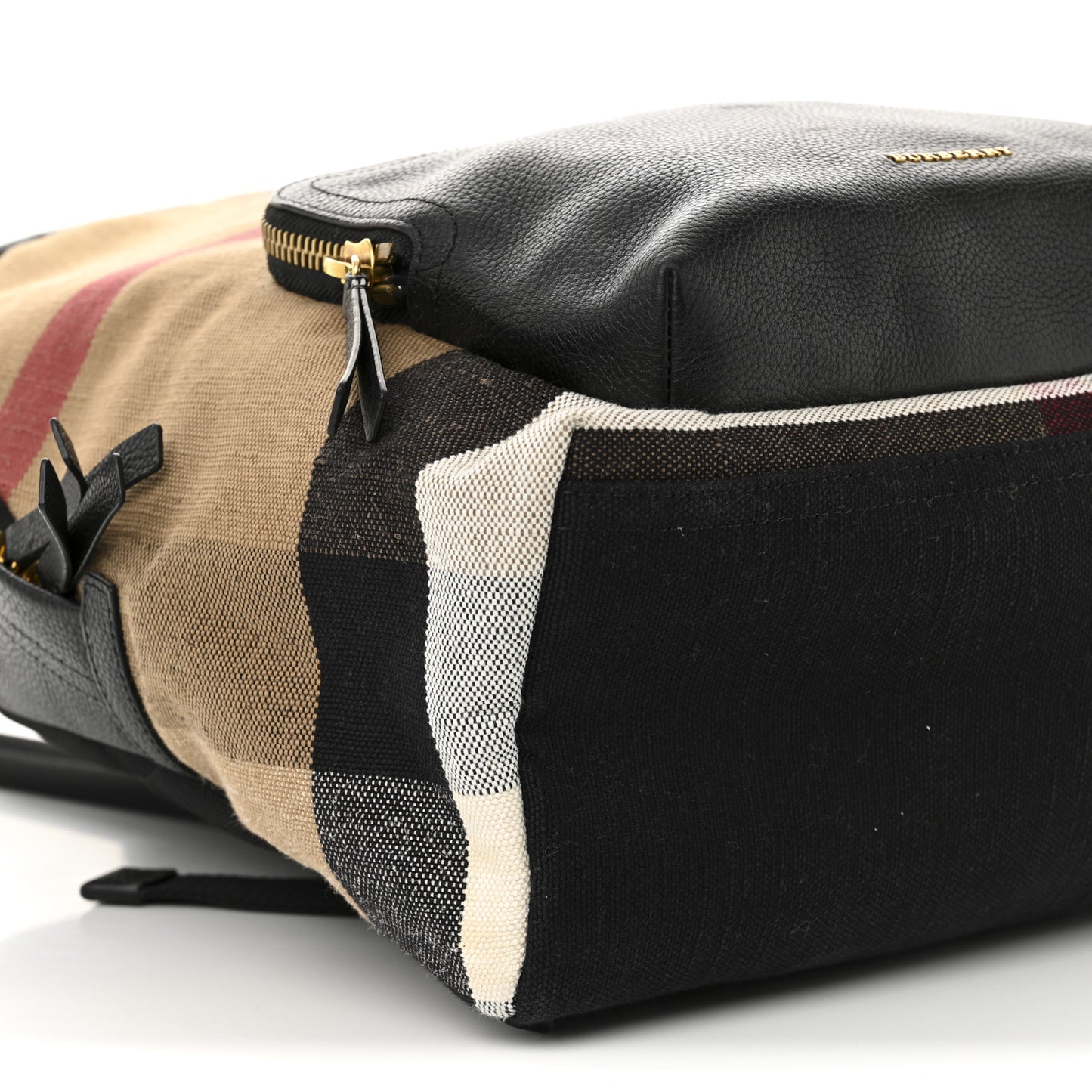 Mega Check Calfskin Abbeydale Simple Backpack Black Camel