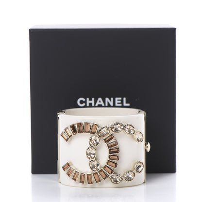 Chanel Resin Crystal CC Cuff White 5 of 5
