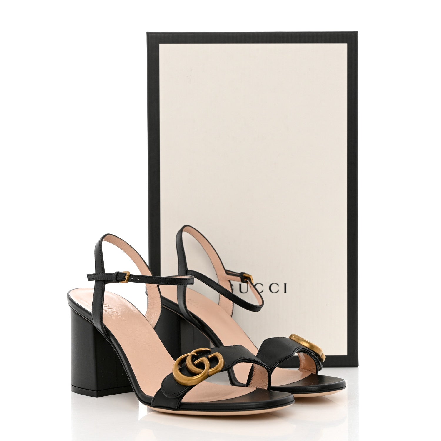 Gucci Lifford Calfskin GG Marmont Ankle Wrap 75mm Sandals 37 Black 9 of 9