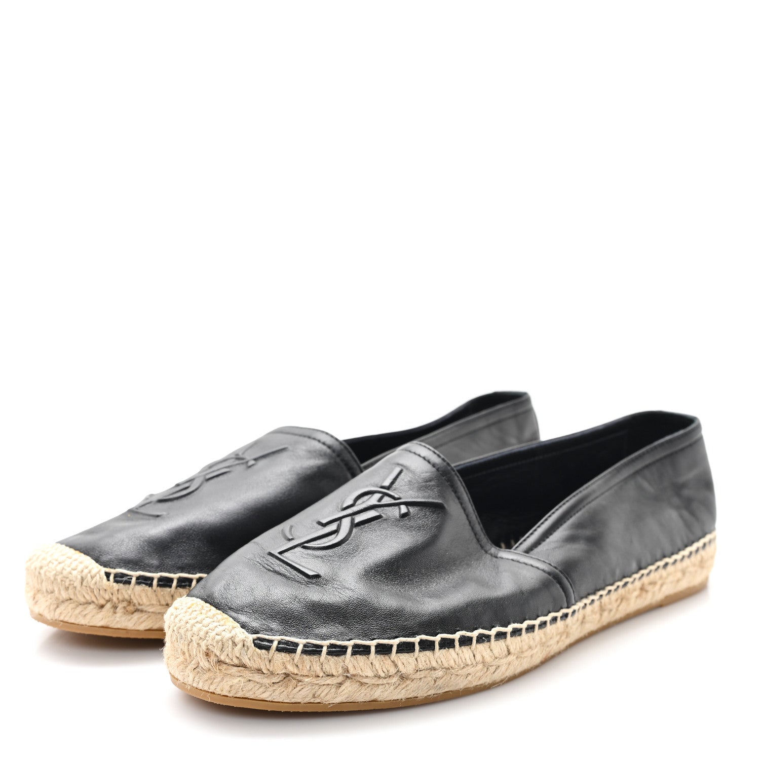 Saint Laurent Lambskin Monogram Espadrilles 40 Black 4 of 10