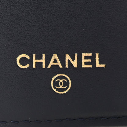 Chanel Caviar Quilted Multi Chain CC Compact Bifold Wallet Navy 6 of 9
