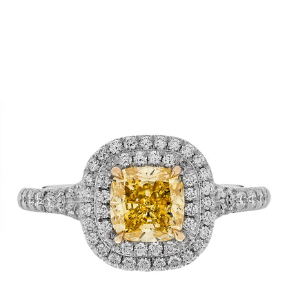 Tiffany Platinum 18K Yellow Gold Fancy Yellow Diamond 1.14ct Soleste Engagement Ring 52 6 1 of 7
