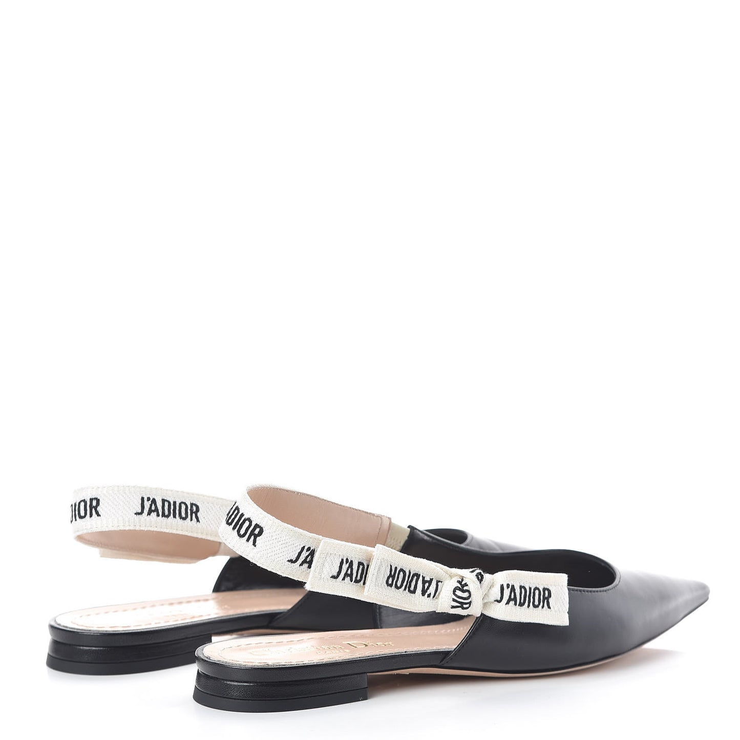 Lambskin Ribbon J'Adior Slingback Ballet Flats 37.5 Black