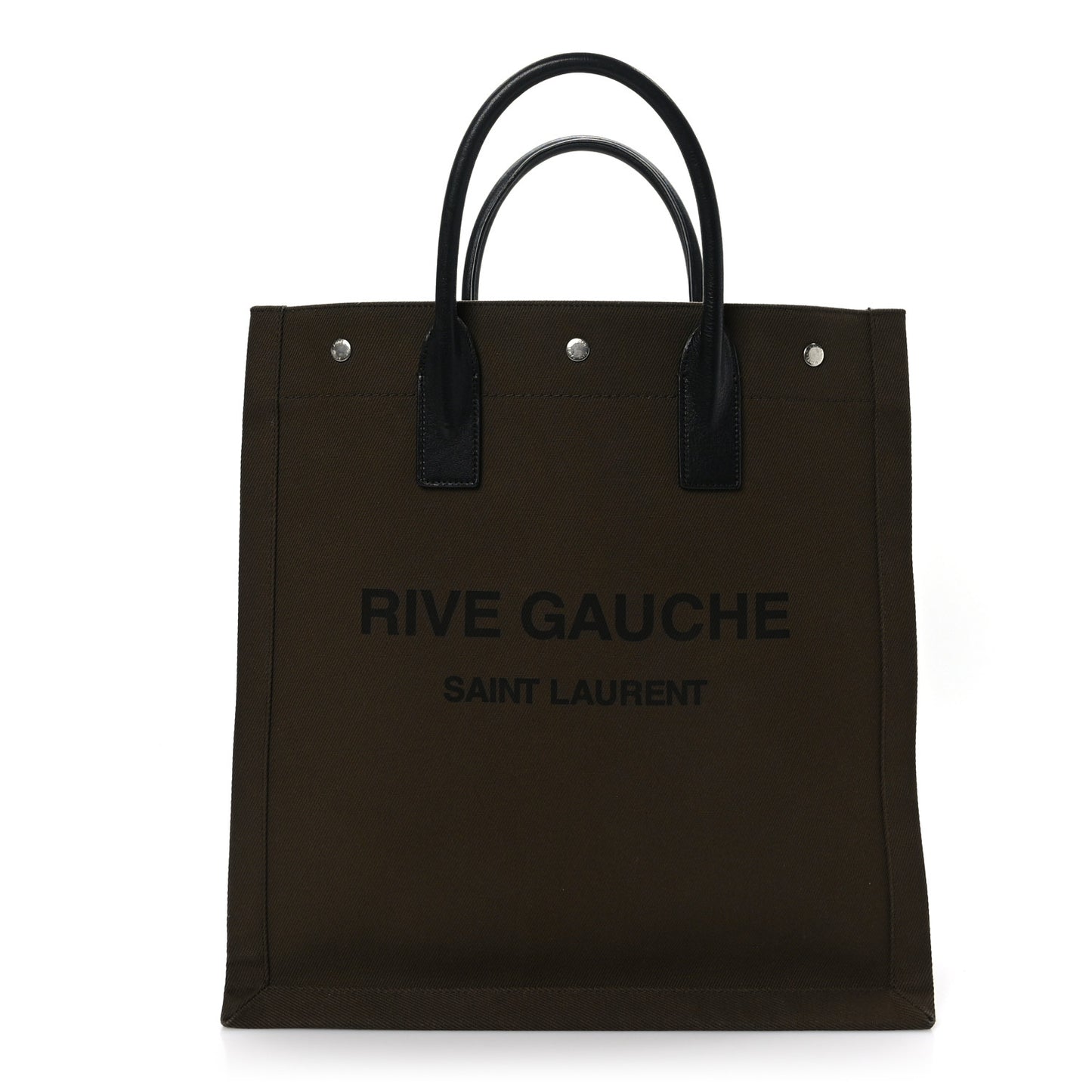 Linen Calfskin Rive Gauche North South Tote Khaki