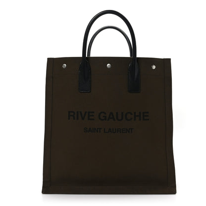 Saint Laurent Linen Calfskin Rive Gauche North South Tote Khaki 1 of 9