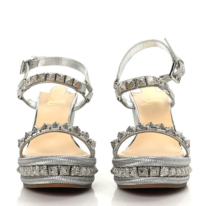 Christian Louboutin Mini Glitter Pira Ryad 110 Wedge Sandals 40 Silver 2 of 7