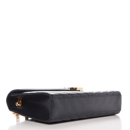 Saint Laurent Grain De Poudre Matelasse Chevron Medium Monogram Satchel Midnight Blue 4 of 8