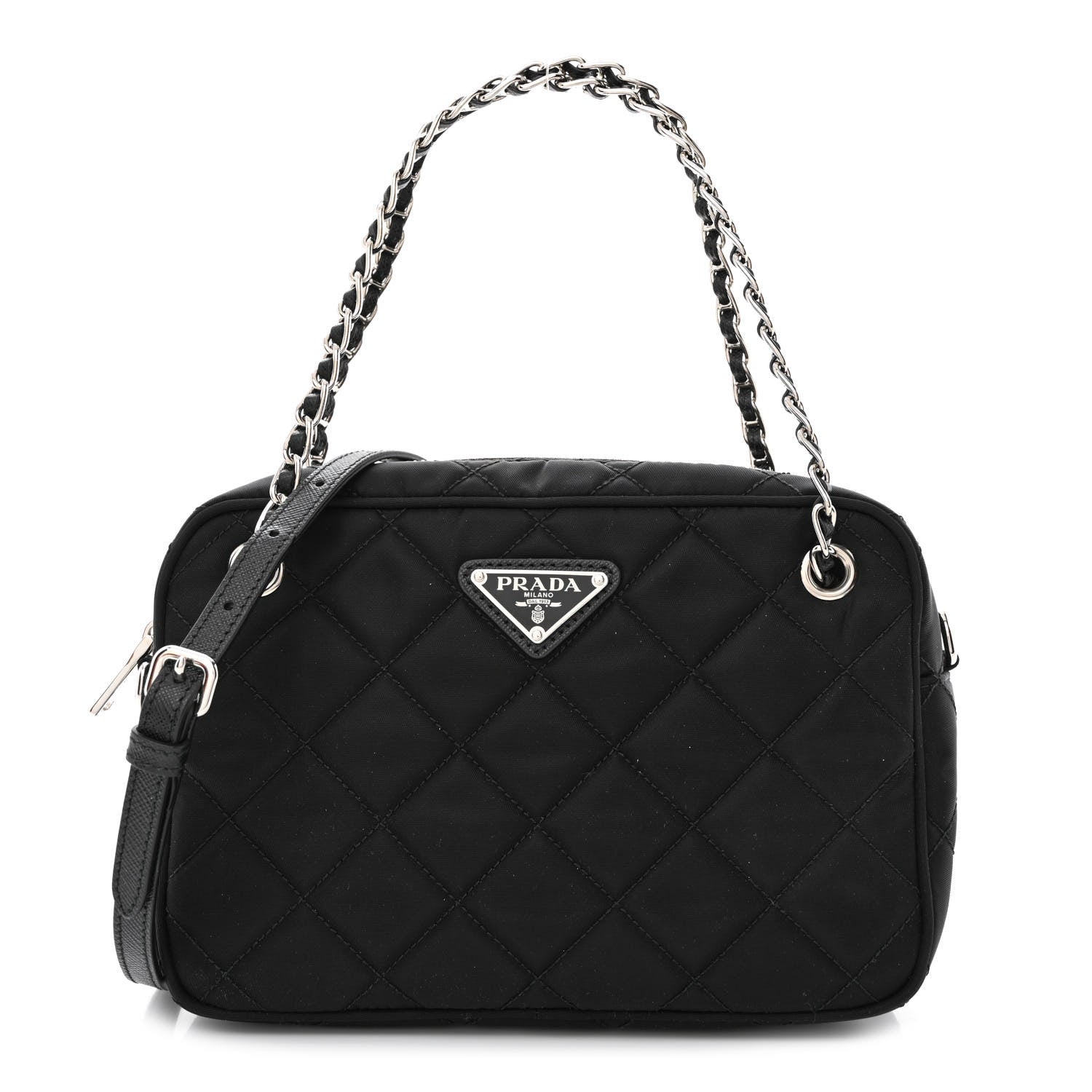Prada Nylon Tessuto Impuntu Quilted Bandoliera Crossbody Bag Black 1 of 11