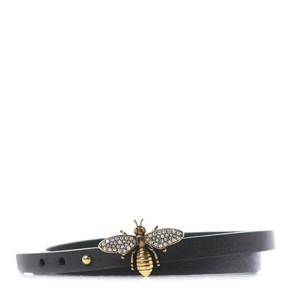 Christian Dior Calfskin Crystal Bee Triple Loop Bracelet Black 1 of 5