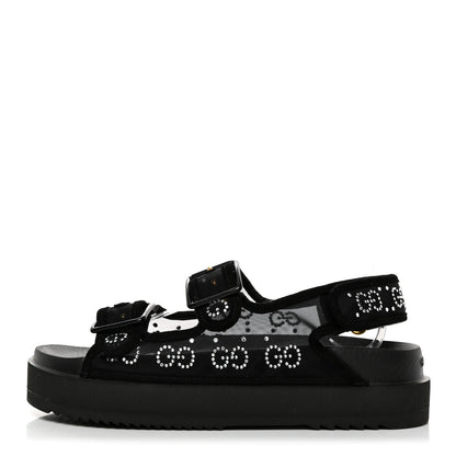 Gucci Tela Retino Kid Scamosciato Crystal GG Monogram Womens Dad Sandals 39 Black 1 of 8