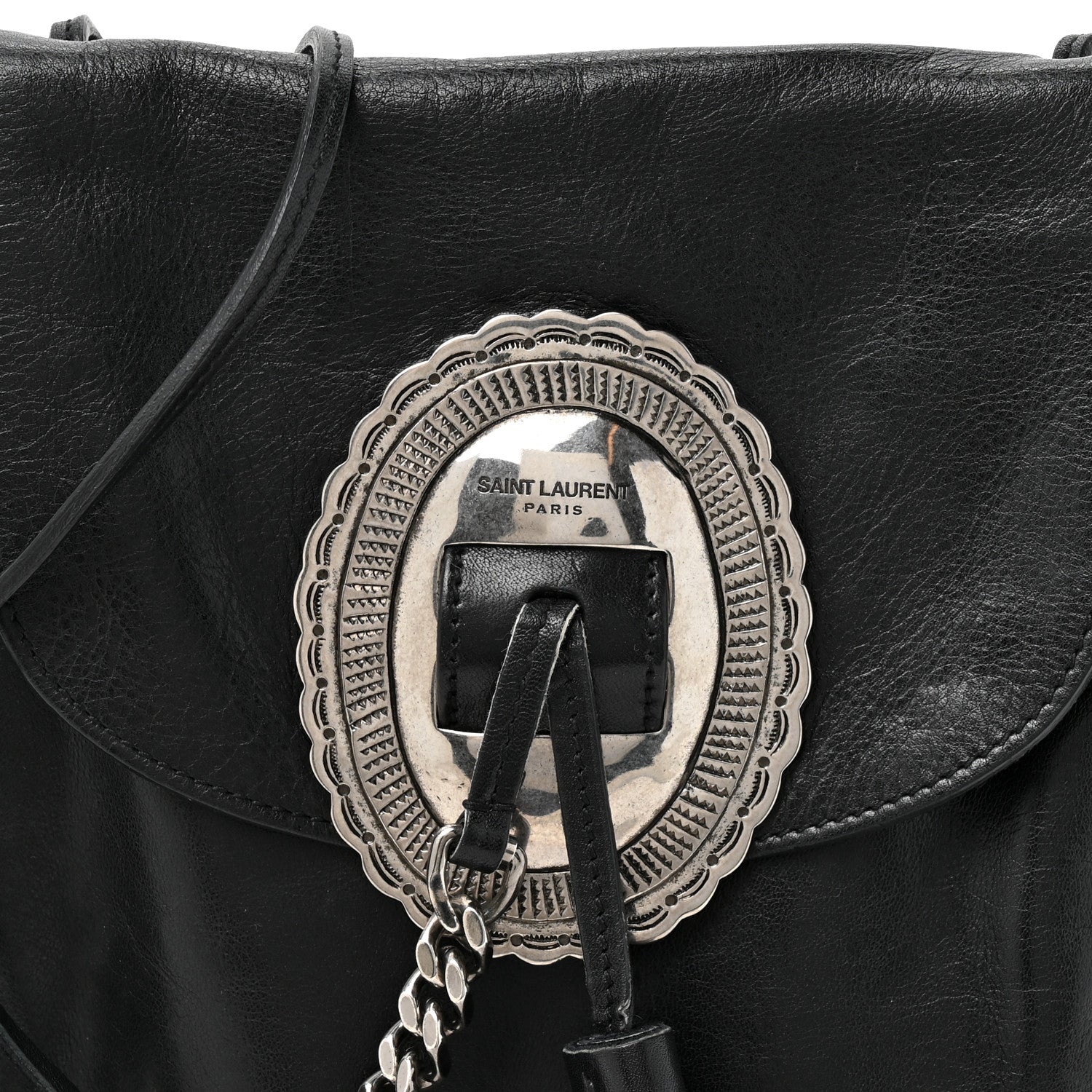 Saint Laurent Lambskin Anita Tassed Crossbody Bag Black 8 of 10