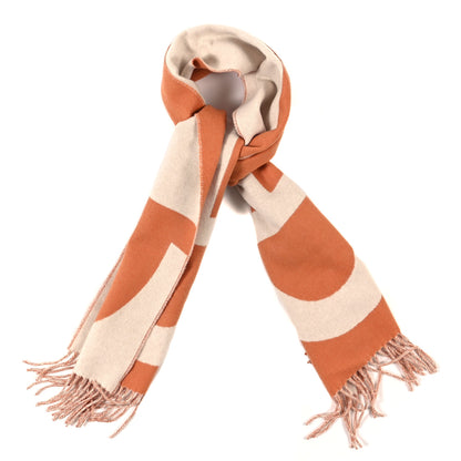 Hermes Cashmere Casaque Grand Mors Muffler Orange Ivory 1 of 4