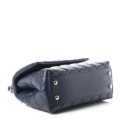 Chanel Caviar Quilted Lizard Embossed Mini Coco Handle Flap Navy 4 of 9