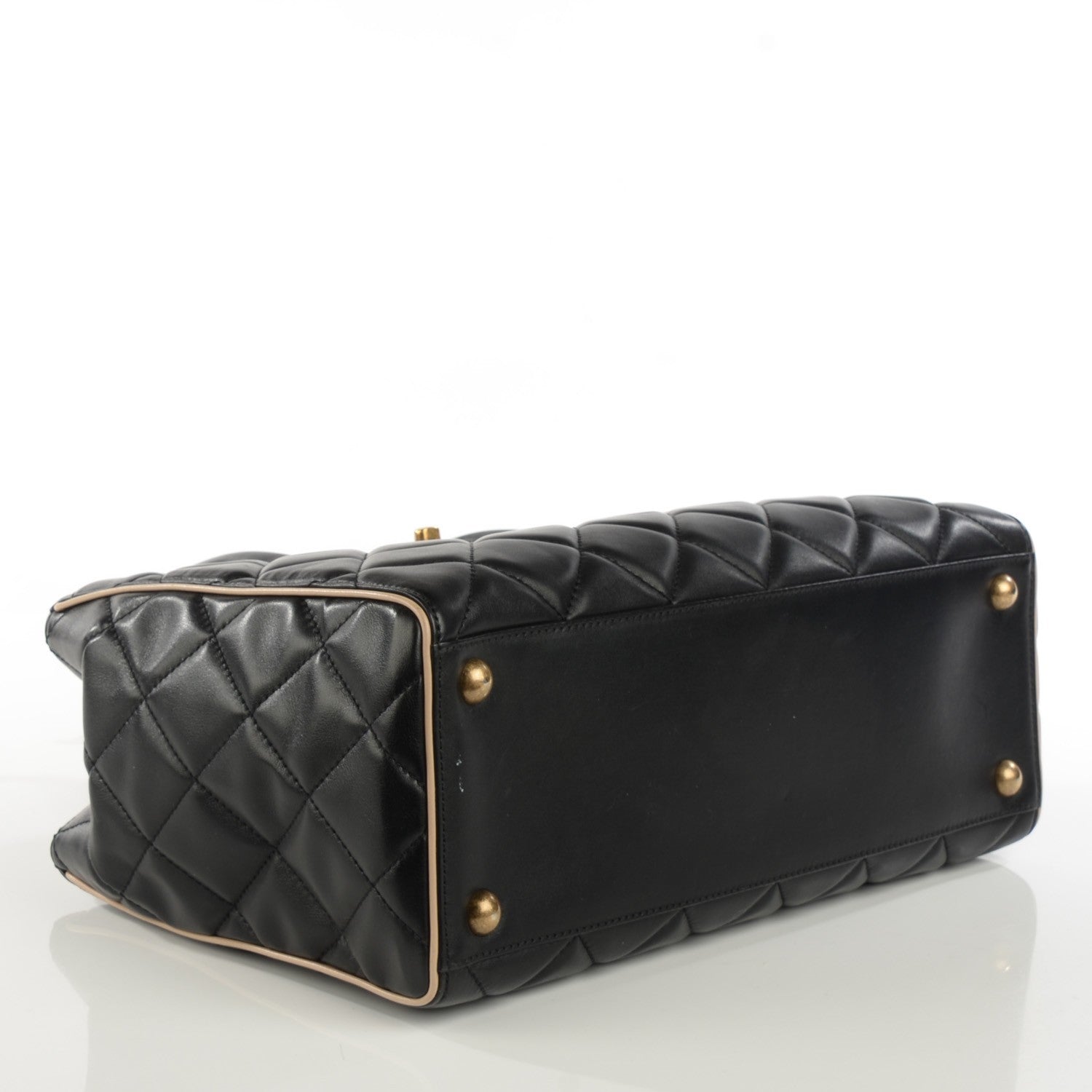 Chanel Lambskin Quilted Small Portobello Tote Black Beige 4 of 9