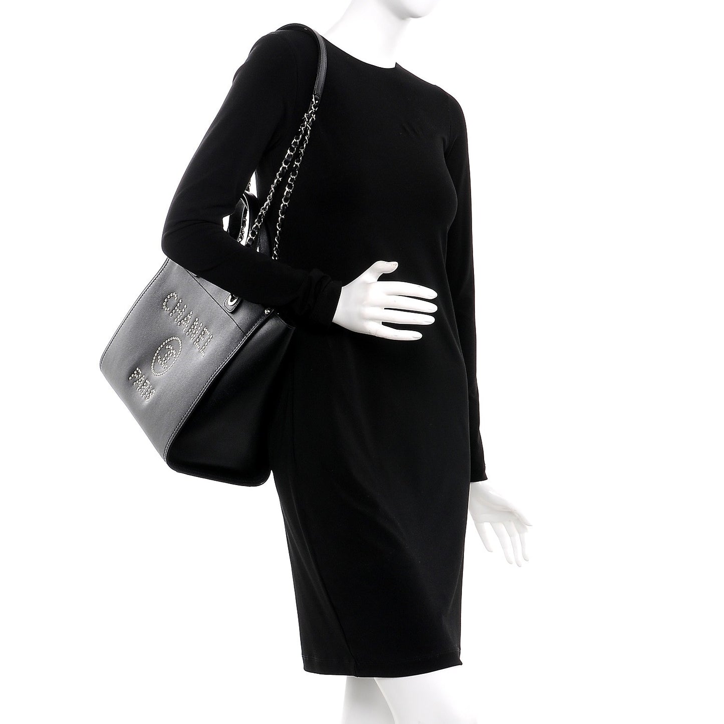 Caviar Small Studded Deauville Tote Black