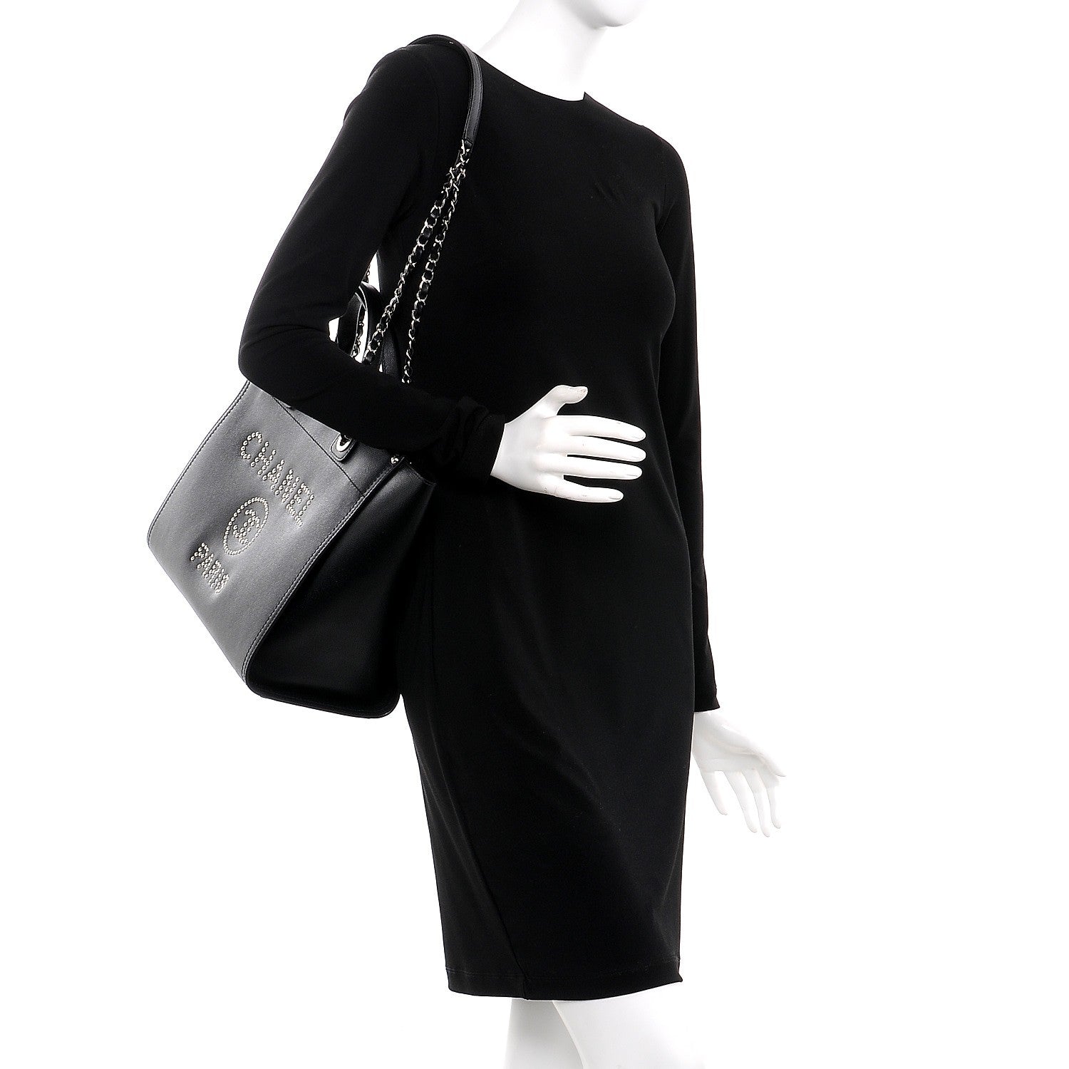 Chanel Caviar Small Studded Deauville Tote Black 2 of 8