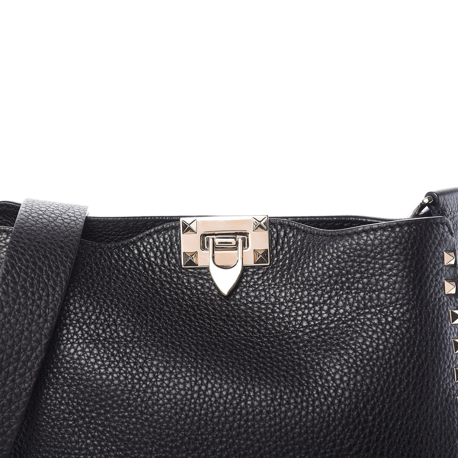Valentino Garavani Pebbled Calfskin Small Rockstud Flip-Lock Messenger Bag Black 7 of 8