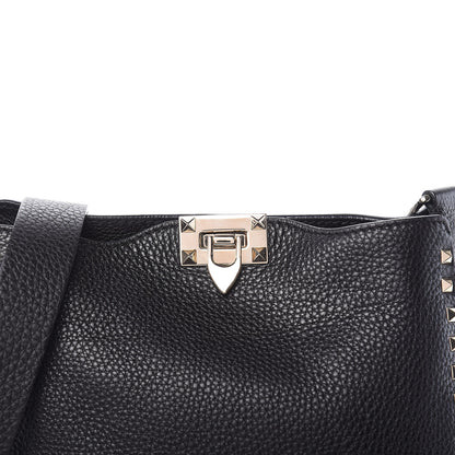 Valentino Garavani Pebbled Calfskin Small Rockstud Flip-Lock Messenger Bag Black 7 of 8