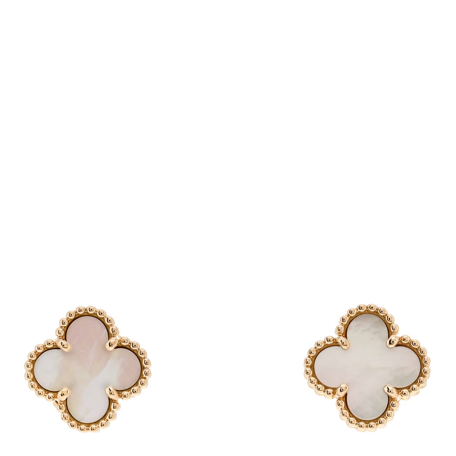 Van Cleef & Arpels 18K Yellow Gold Mother of Pearl Sweet Alhambra Earrings 1 of 5