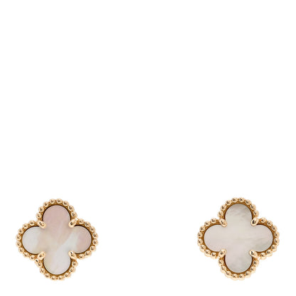 Van Cleef & Arpels 18K Yellow Gold Mother of Pearl Sweet Alhambra Earrings 1 of 5
