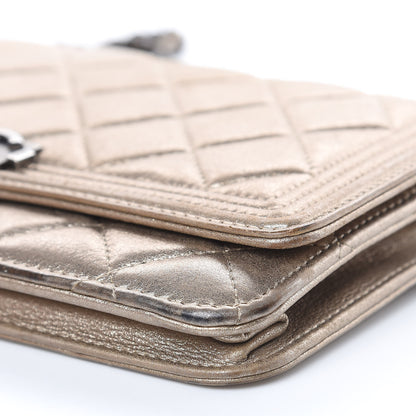 Chanel Metallic Calfskin Quilted Boy Wallet On Chain WOC Gold 10 of 18