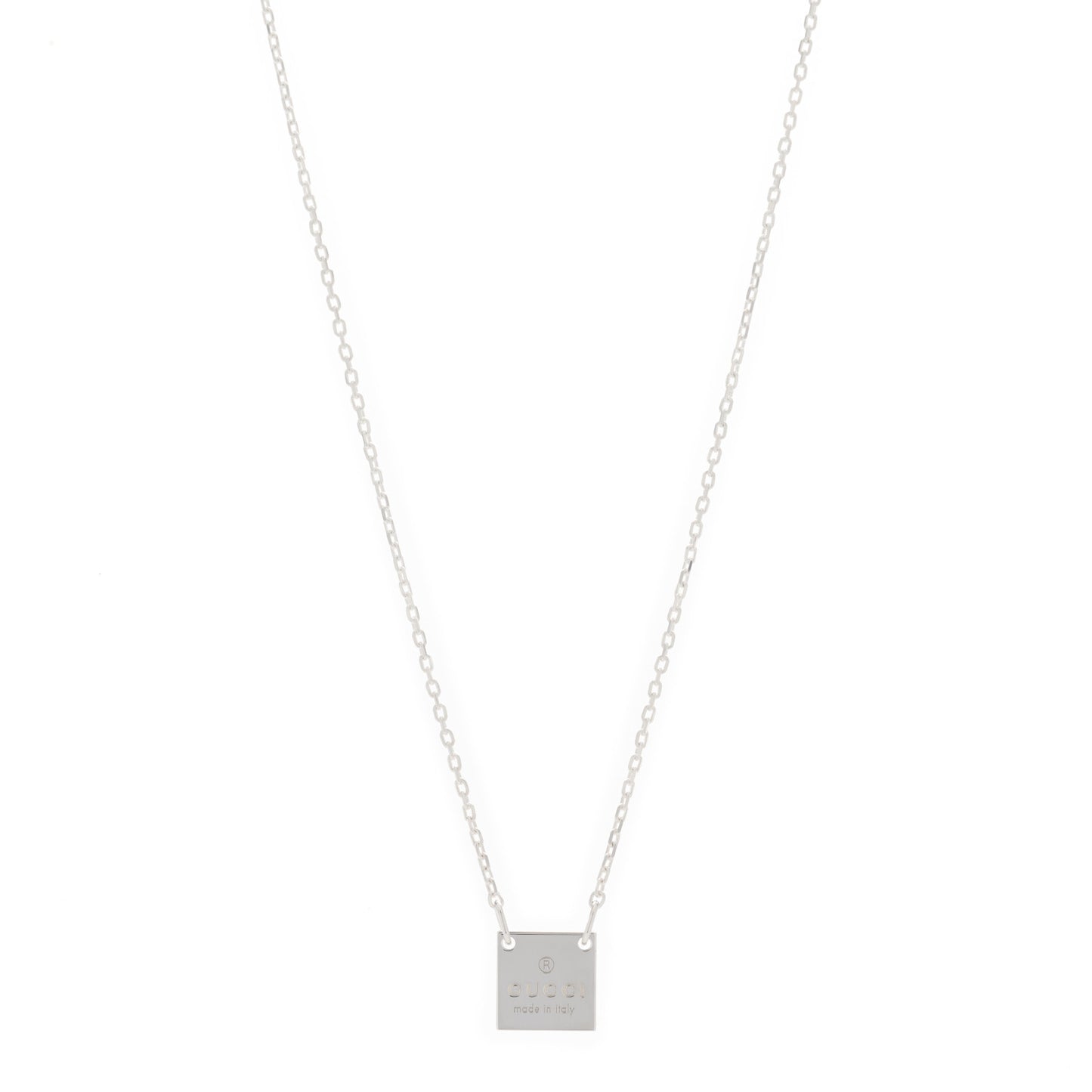Sterling Silver Logo Square Tag Necklace