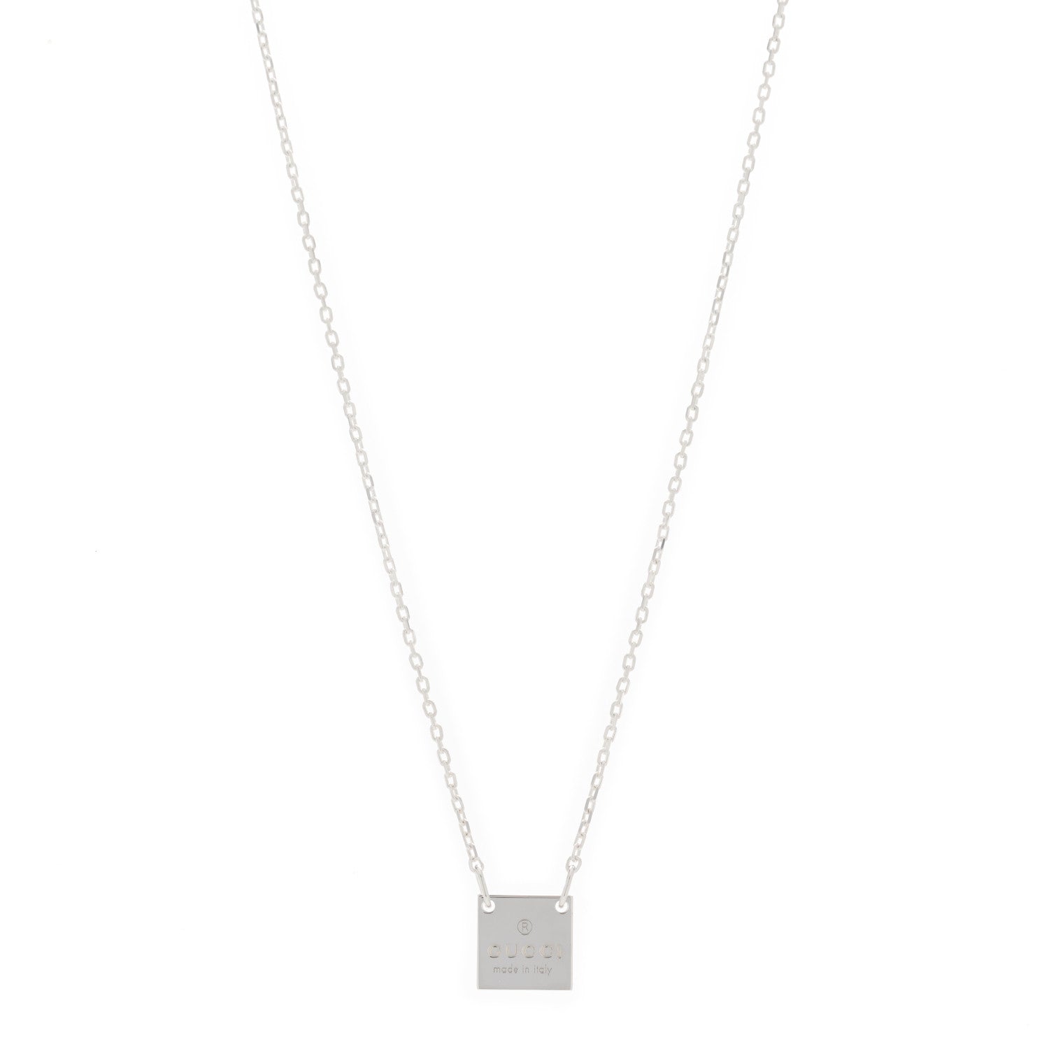 Gucci Sterling Silver Logo Square Tag Necklace 1 of 4